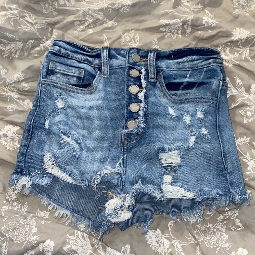 KanCan high rise distressed shorts